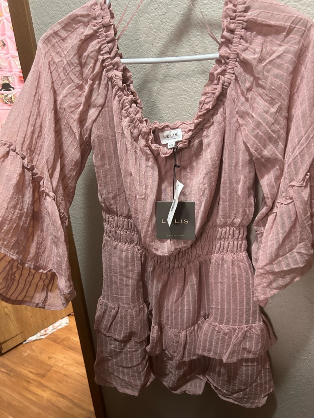Le Lis Pink Long Sleeve Ruffle Tiered Dress